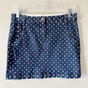 Crewcuts Girls Blue Polka Dot Denim Jean Skirt Size 14